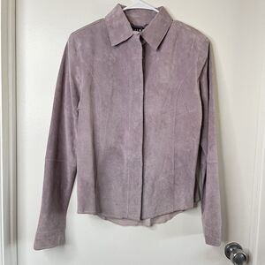 MIXIT Women Lavender Genuine Suede Shirt Jacket Snap Lined Lilac Sz 8/M Washable